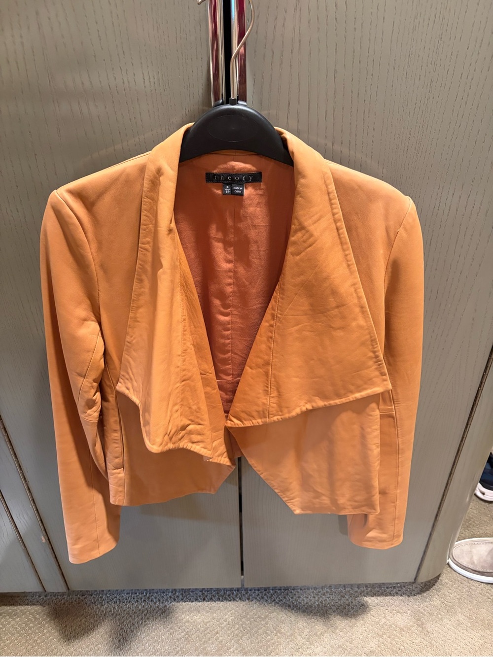Theory Orange Cropped Draped Blazer